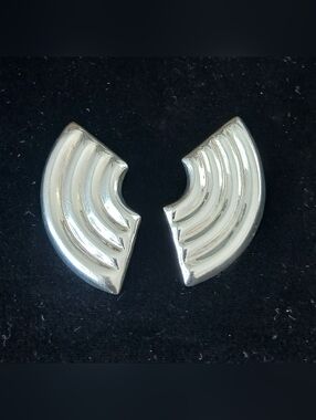 Vtg Mexico Silver 925 Rainbow Shape Clip Earrings